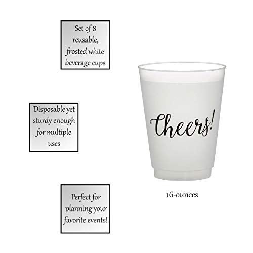 Santa Barbara Design Studio Wedding Party Cups 8-Count Reusable BPA-Free Plastic Frost Cups  16-Ounce  Cheers - Image 4