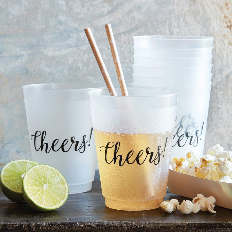 Santa Barbara Design Studio Wedding Party Cups 8-Count Reusable BPA-Free Plastic Frost Cups  16-Ounce  Cheers - Image 3