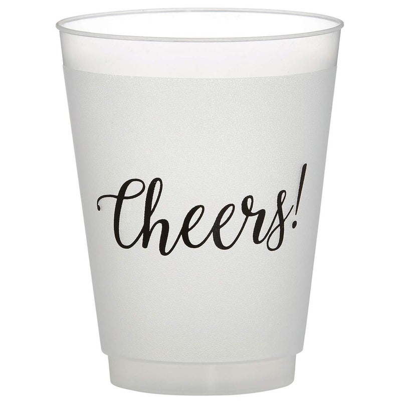 Santa Barbara Design Studio Wedding Party Cups 8-Count Reusable BPA-Free Plastic Frost Cups  16-Ounce  Cheers - Image 1