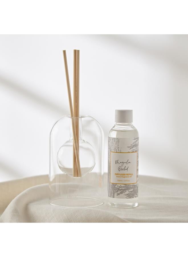 إيدين طقم ناشر أعواد عطر أوركيد ماجنوليا وإعادة تعبئة الزيت مع برطمان زجاجي 100 مل، قطعتين - Image 1