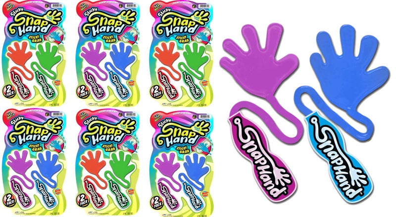 JA-RU Super Stretchy Sticky Hand Fidget Toy (6 Pack  12 Sticky Hands) Sticky Slap Hand for Kids & Adults. Bulk Party Favors Goodie Bag Birthday Gifts Easter Basket Stuffers Classroom Prizes. 315-6p