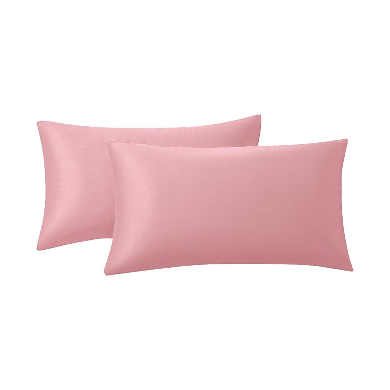 RainRoad Pink Throw Pillows Covers Set of 2 Soft Velvet Decorative Pillow Covers 12x20 Inch for Couch Bed Pink 12 x 20Pack of 2
