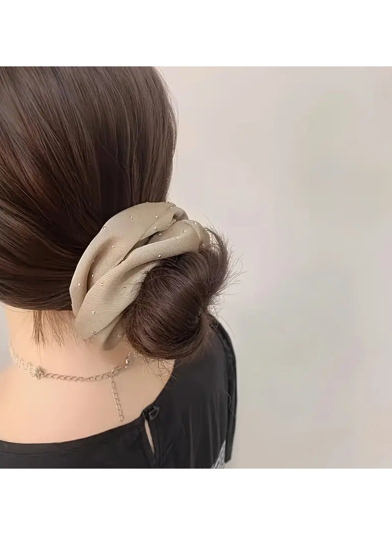 Rozino 3pcs Elegant Satin Hair Scrunchies Set - Soft Fabric Hair Ties with Sequin Accents, Vintage Style, Ideal for Ponytails and Hairstyling, Perfect Valentine'S Day Gift - Image 4