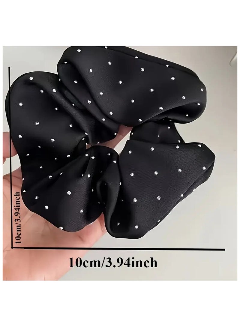 Rozino 3pcs Elegant Satin Hair Scrunchies Set - Soft Fabric Hair Ties with Sequin Accents, Vintage Style, Ideal for Ponytails and Hairstyling, Perfect Valentine'S Day Gift - Image 5