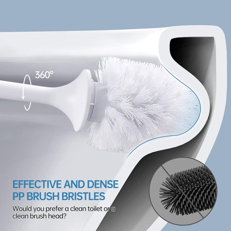 GNEY ABS Long Handle Decorative Pot Type Replaceable Head Plastic Toilet Cleaning Brush and Bowl Holder (Multicolour, G) - Image 4