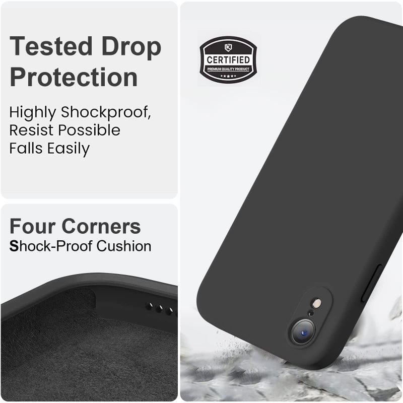 Vooii Compatible with iPhone XR Case, Upgraded Liquid Silicone with [Flat Edges] [Camera Protection] [Soft Anti-Scratch Microfiber Lining] Phone Case for iPhone 10 XR 6.1 inch - Black - Image 5