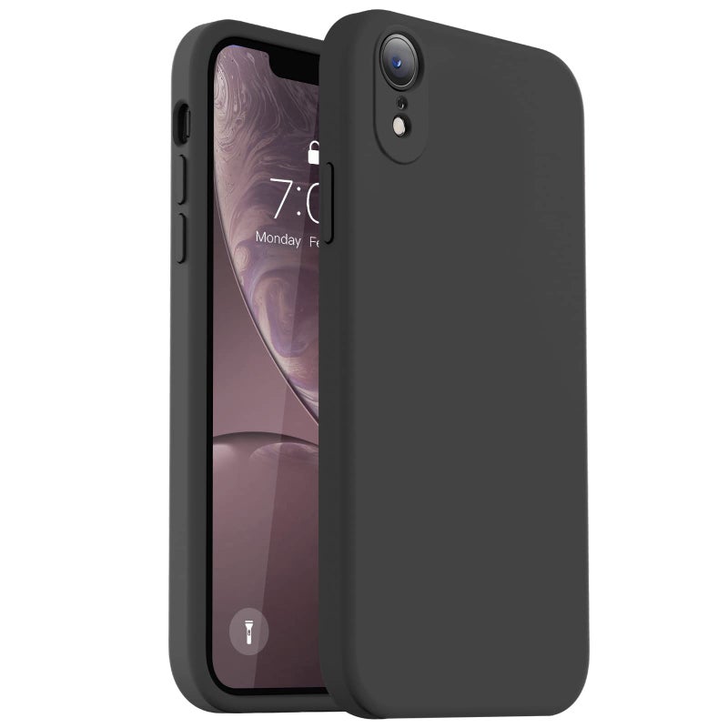 Vooii Compatible with iPhone XR Case, Upgraded Liquid Silicone with [Flat Edges] [Camera Protection] [Soft Anti-Scratch Microfiber Lining] Phone Case for iPhone 10 XR 6.1 inch - Black - Image 1