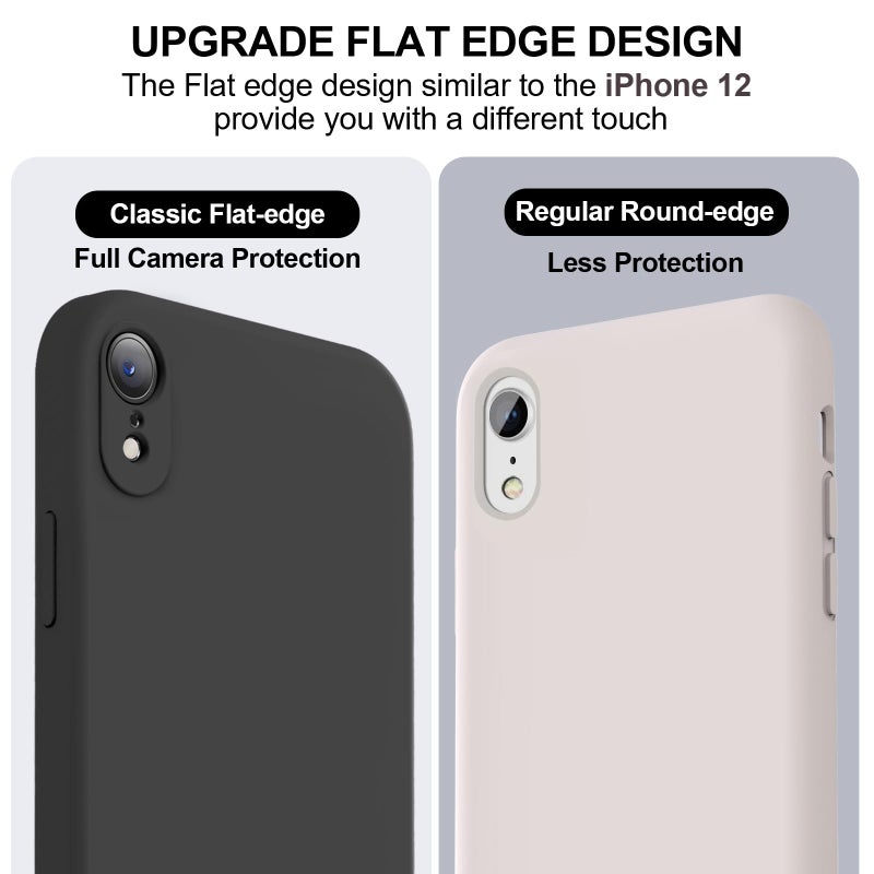 Vooii Compatible with iPhone XR Case, Upgraded Liquid Silicone with [Flat Edges] [Camera Protection] [Soft Anti-Scratch Microfiber Lining] Phone Case for iPhone 10 XR 6.1 inch - Black - Image 3