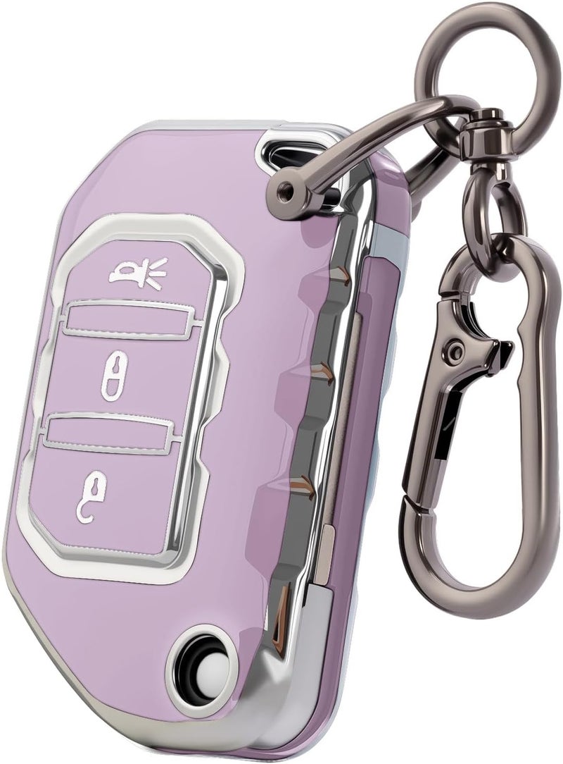 CHATYYD Key Fob Cover for Jeep with Keychain,Soft TPU Key Case for Jeep Wrangler Gladiator Proximity 2018-2024 Car Accessories - Image 1