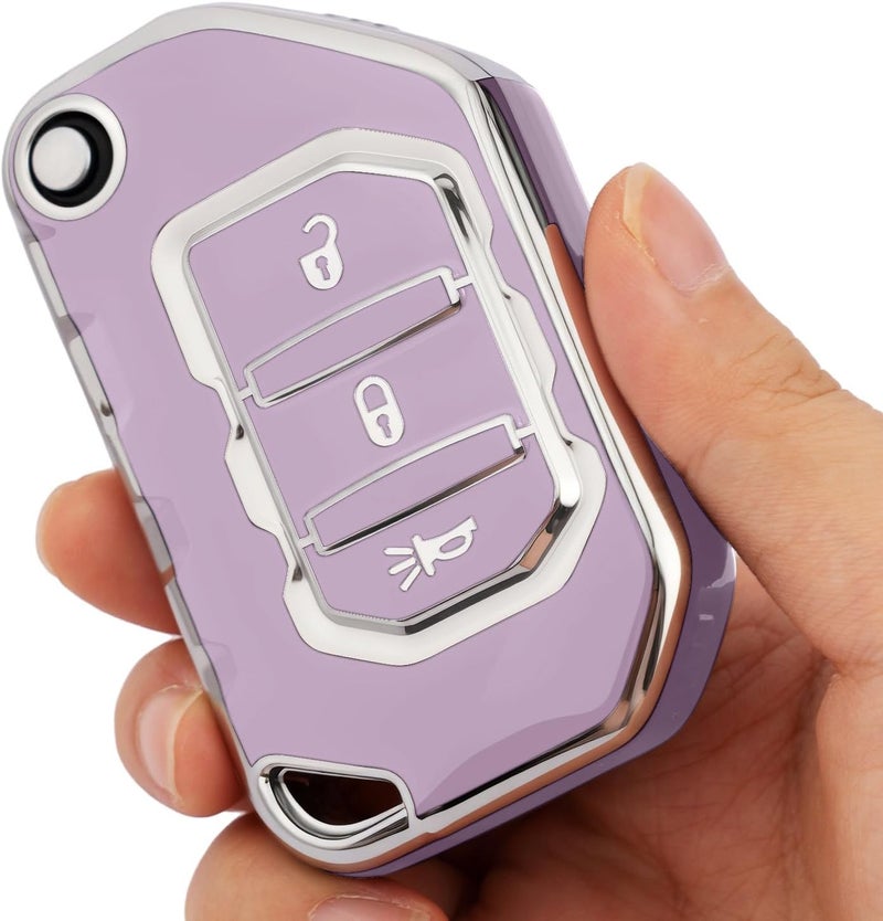 CHATYYD Key Fob Cover for Jeep with Keychain,Soft TPU Key Case for Jeep Wrangler Gladiator Proximity 2018-2024 Car Accessories - Image 4