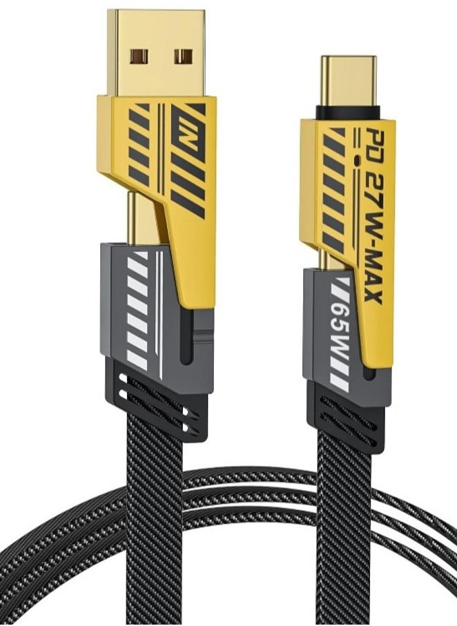 Generic 4 in 1 Cable Supports Fast Data Transfer Fast Turbo USB Multi-use Charging Cable: Fast with A/C to 65W Type + 27 PD Nylon Braided with Multiple Ports Compatible with iPhone, Android, Samsung Galaxy with Velcro Lock - Lightning Type C Cable Fast Charging 4 in 1 65W Charger Wire to Multi Type / A Port for iPhone iPad Samsung - Fast Charging Cable Compatible with iPhone 15 Pro Max, iPhone 14 Pro Max, Samsung Galaxy S24 Ultra, Oppo, Realme, Xiaomi and Infinix - Compatible with Models A16,A24,A25,A72,A55,A35 Note Categories - Multi Cable Type C to Type C - Type C to Lightning - Type C to Type A - Lightning to Type A - Supports Transferring Files, Photos and Data from One Phone to Another Type C to Type C (Multiple Colors )  - Image 2