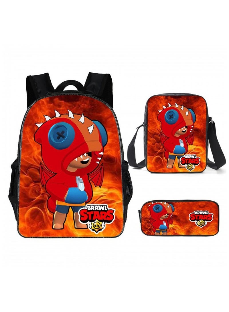 Brawl Stars Student Cartoon Anime Backpack Three-Piece Set 29*16*42cm