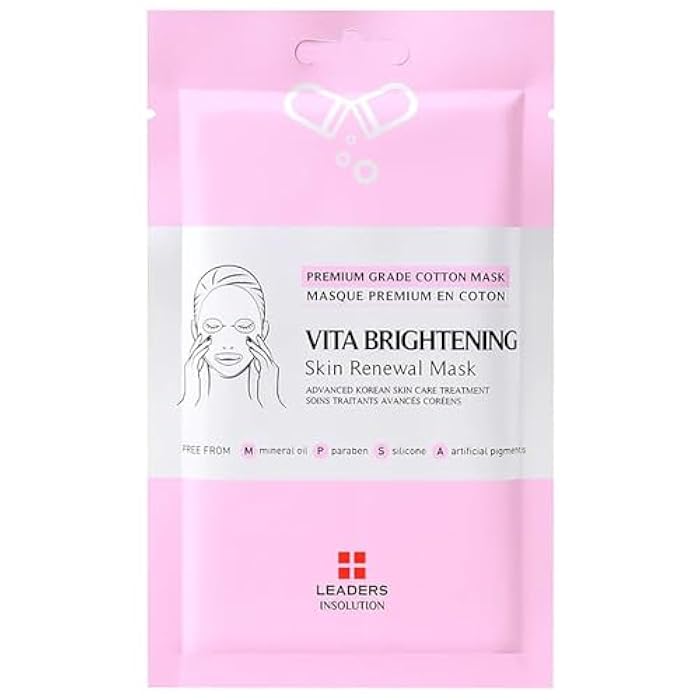 Leaders Insolution VITA Brightening Skin Renewal Mask | Vitamin C & Niacinamide for Dark Spot Reduction and Luminous Glow | 100% Natural Cotton Sheet for Dull Skin (5 Sheets) - Image 3