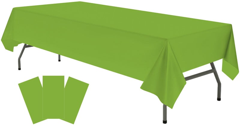 rebdng Plastic Lime Green Tablecloths 3 Pack Emerald Green Disposable Table Covers 54"" x 108"" Sage Green Table Cloths for Jungle Safari Dino Parties Birthdays Weddings  Fits 6 to 8 Foot Rectangle Tables - Image 1