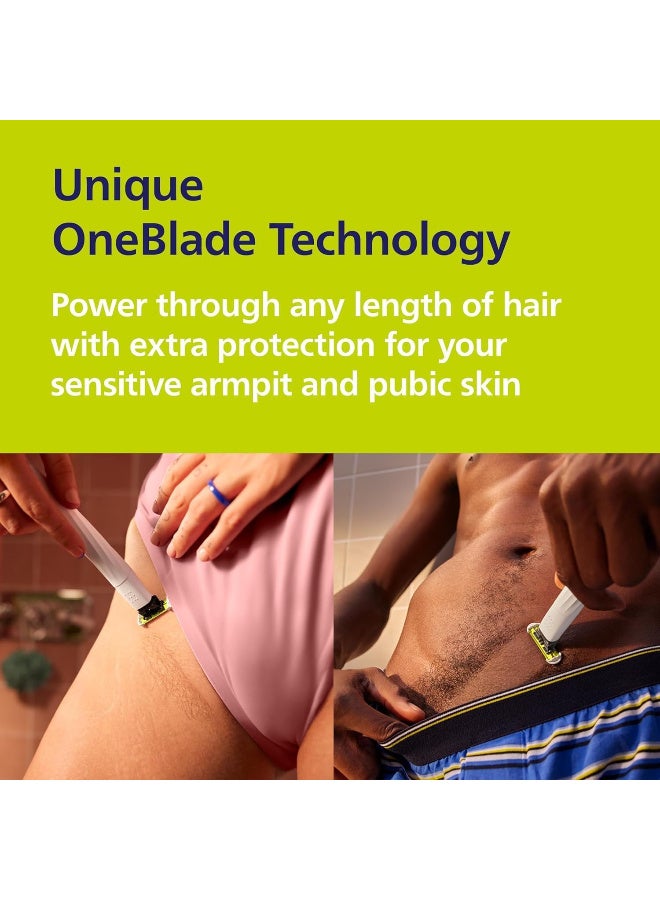 Philips OneBlade Intimate Women and Men Hair Removal Razor for Intimate Area, Armpits and Armpits, Shaves and Trimms, Skin Protection Blade QP1924/30 WHITE - Image 5