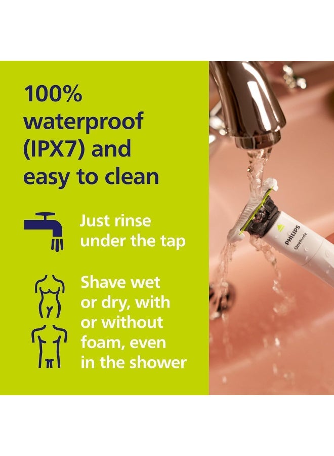 Philips OneBlade Intimate Women and Men Hair Removal Razor for Intimate Area, Armpits and Armpits, Shaves and Trimms, Skin Protection Blade QP1924/30 WHITE - Image 2