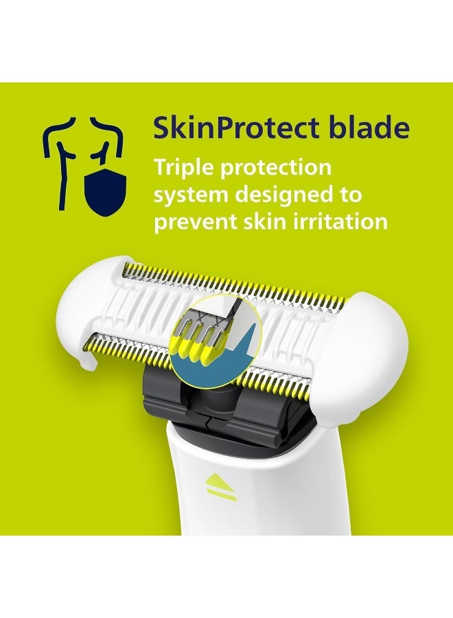 Philips OneBlade Intimate Women and Men Hair Removal Razor for Intimate Area, Armpits and Armpits, Shaves and Trimms, Skin Protection Blade QP1924/30 WHITE - Image 3