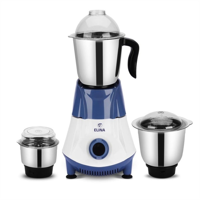 POWERFUL 750W SILENT COPPER MOTOR MIXER GRINDER | 3 JARS: LIQUIDIZING JAR (1.25L), WET GRINDING (0.8L) CHUTNEY JAR (0.4L) | ISI CERTIFIED | 304 GRADE SS BLADE | 3 SPEED WITH WHIP | 1 YEAR