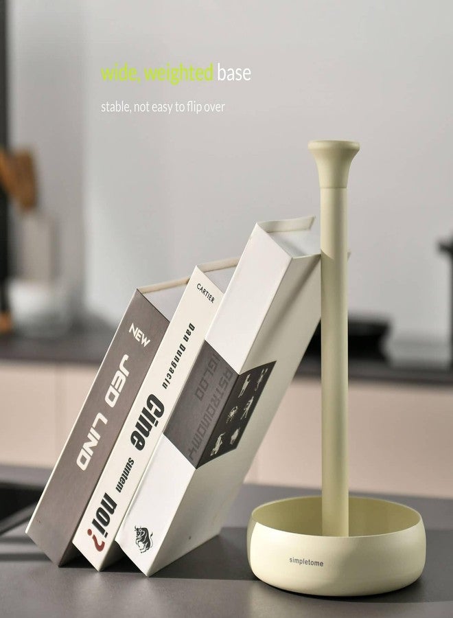 simpletome Paper Towel Holder Countertop Keep It Rolled Up Weighted Base (Matt Cream) - Image 4