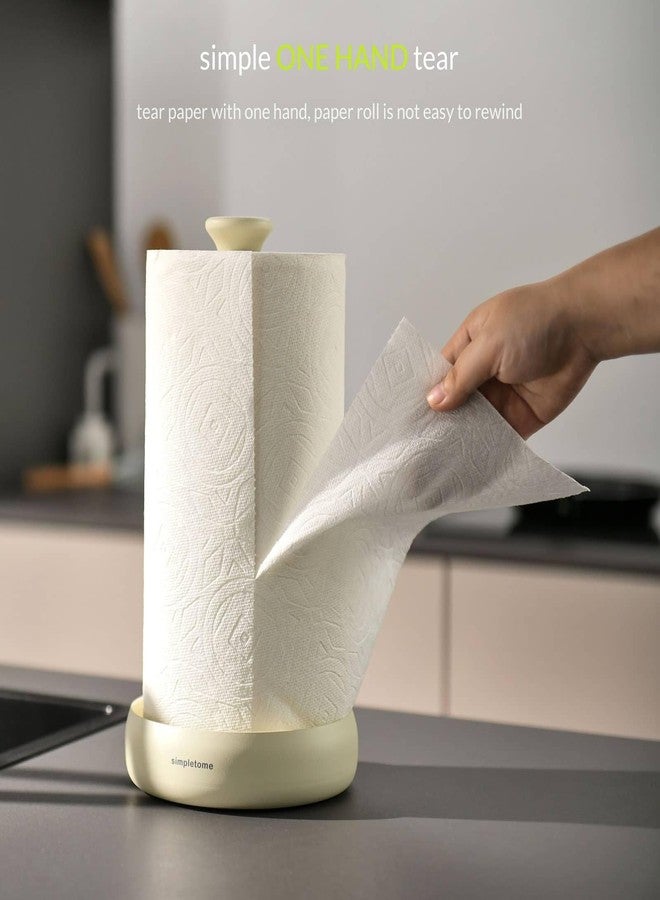 simpletome Paper Towel Holder Countertop Keep It Rolled Up Weighted Base (Matt Cream) - Image 3