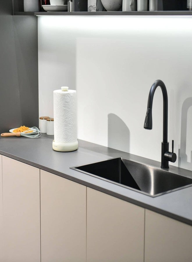 simpletome Paper Towel Holder Countertop Keep It Rolled Up Weighted Base (Matt Cream) - Image 5