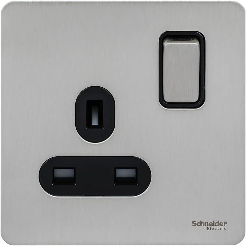 Schneider Electric 13A Screwless Flat Plate Switched Socket