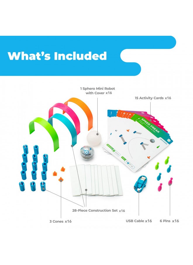 Sphero - Sphero Mini Education Robot 16-Pack - Coding & STEAM Learning Kit for Kids | Hands-On Play-Based Classroom Experience | Programmable Mini Robots | Ideal for STEM Education & Group Activities - Image 1