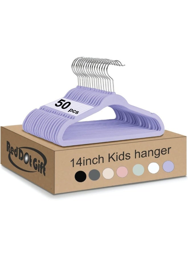 Red Dot Gift Red Dot Gift Pack of 50 Velvet Kids Hangers - Premium Childrens Hangers 14 Inch for Closet, Ultra Thin Cute Hangers Kids Clothes Hanger, Non Slip Kids Felt Hangers for Kids Clothes - Image 1