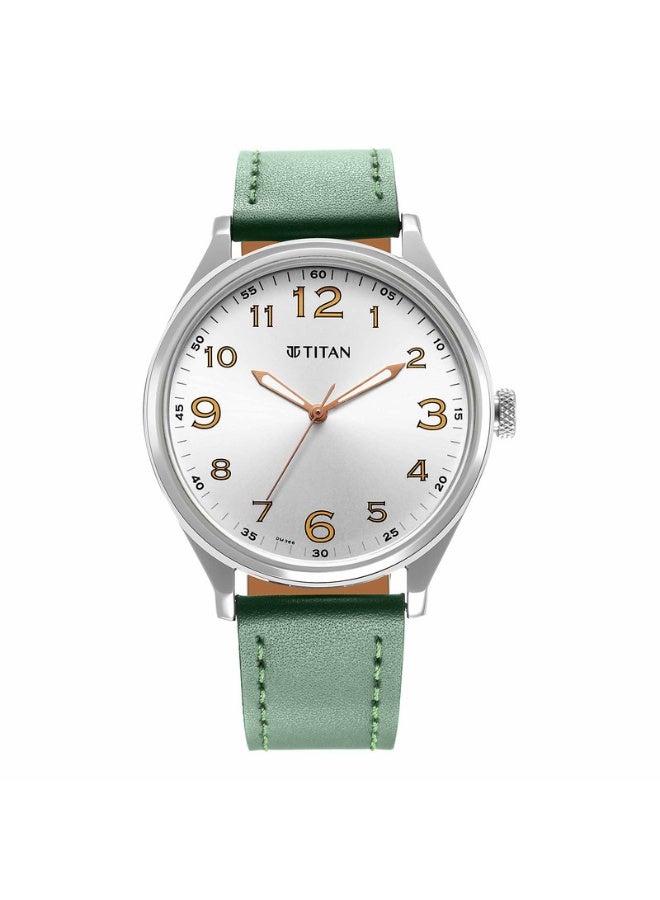 TITAN ساعة يد للرجال 1802SL20 - علبة معدنية مصقولة، قرص عصري، حزام قابل للتعديل، أسلوب تنفيذي - Image 1