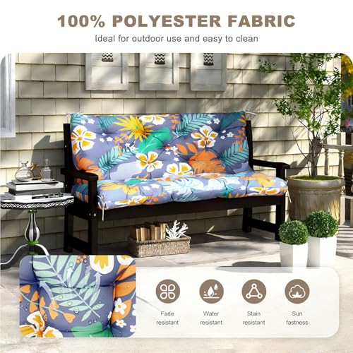 NANGELRN Porch Swing Cushion with BackrestWaterproof Bench Cushion for Outdoor Furniture23 Seater Replacement Thickened Swing Cushion with TiesPatioOutdoorBackyard and Garden Flower40x40 - Image 3