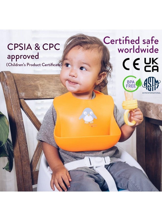 NatureBond Waterproof Baby Bibs, Silicone Weaning Bibs for Babies & Toddlers, Set of 2 w/Carry Pouch | Comfortable Soft 4 buttons Bib - Image 3