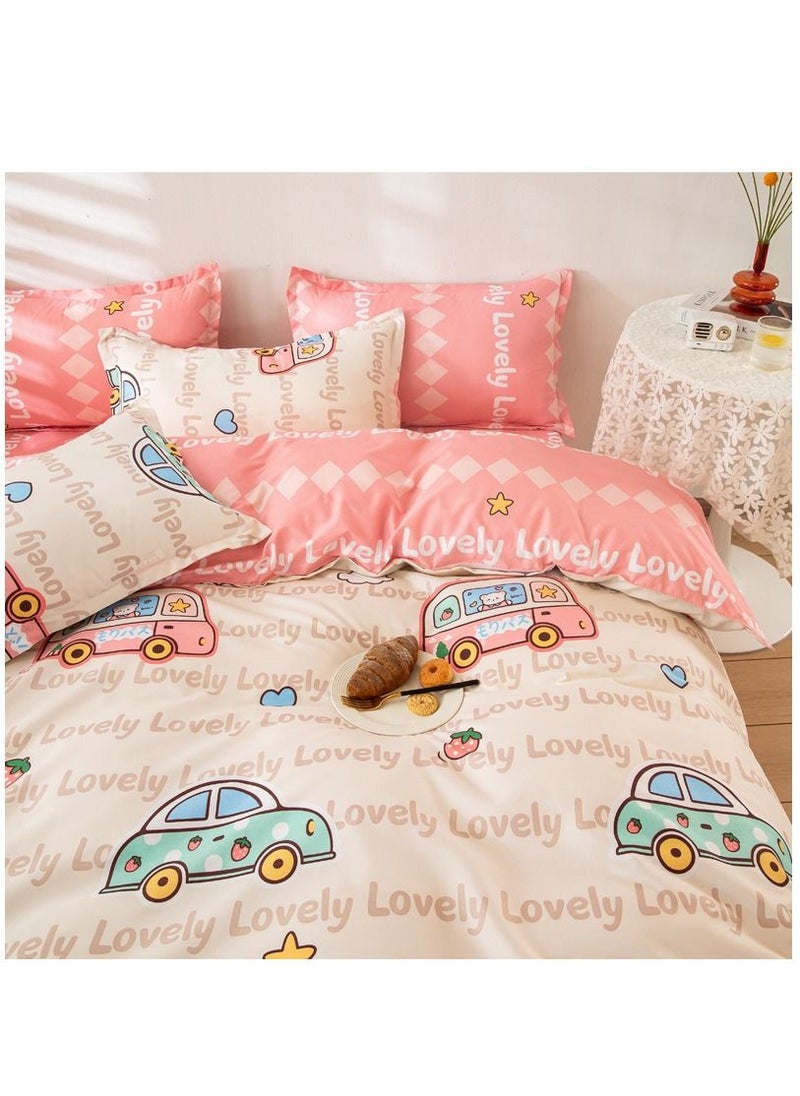 Duvet Cover Set of 4 Bedding Set,4-Piece Cartoon Text