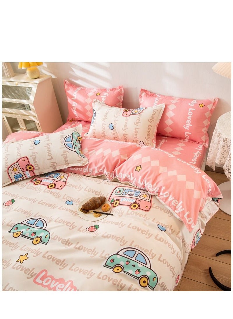 Duvet Cover Set of 4 Bedding Set,4-Piece Cartoon Text