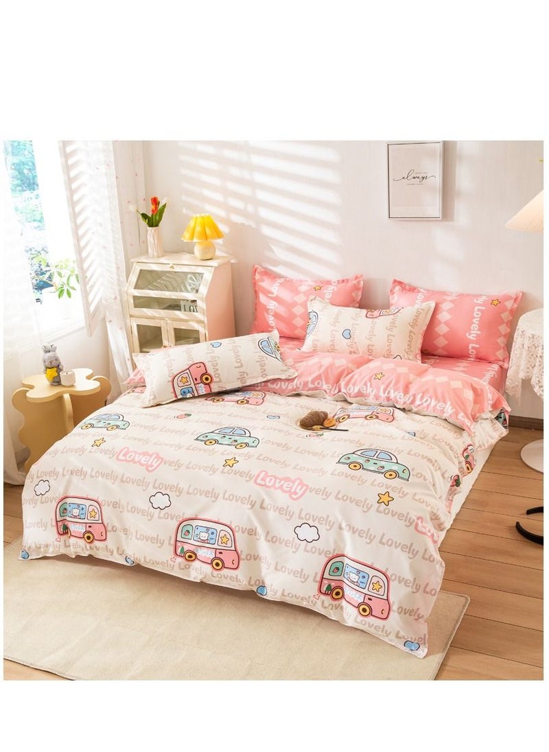 Duvet Cover Set of 4 Bedding Set,4-Piece Cartoon Text