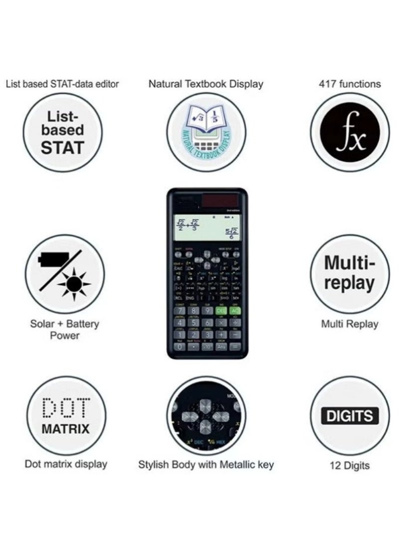 الآلة الحاسبة العلمية Fx-991Es Plus الإصدار الثاني باللون الأسود - Image 5