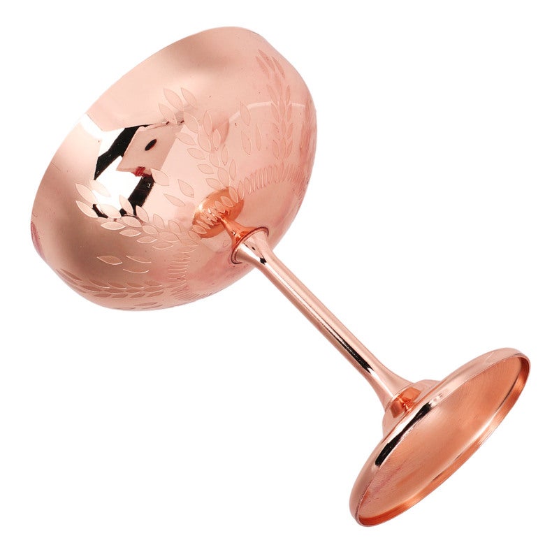 Stainless Steel Goblet: Copper Plated Wheat Ear Engraved Design - Durable & Shatterproof Metal Champagne Cup for Outdoor Entertaining, Daily Meals, Fine Dining - Image 2
