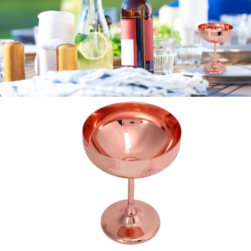 Stainless Steel Goblet: Copper Plated Wheat Ear Engraved Design - Durable & Shatterproof Metal Champagne Cup for Outdoor Entertaining, Daily Meals, Fine Dining - Image 3