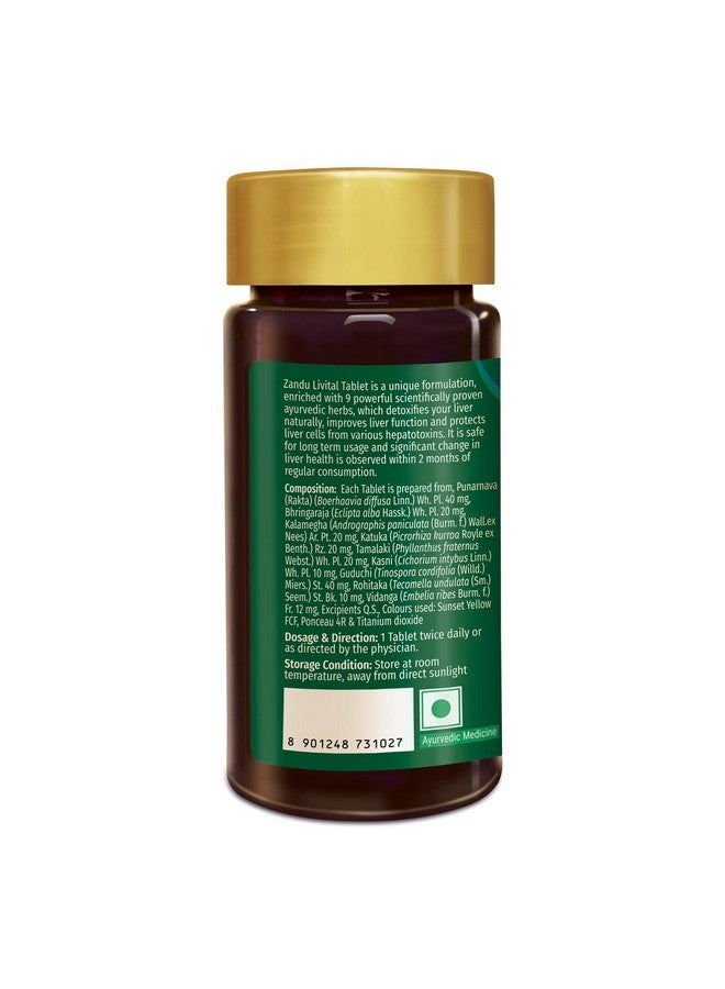 Zandu Livital Liver Tablets - Clinically Proven for Liver Detox & Health Support in 2 Months | 90 Tabs | Ayurvedic Formula with Bhringaraj & Guduchi | 100% Ayurvedic Ingredients - Image 2