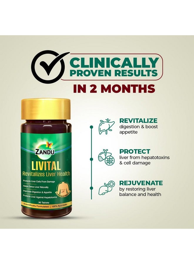 Zandu Livital Liver Tablets - Clinically Proven for Liver Detox & Health Support in 2 Months | 90 Tabs | Ayurvedic Formula with Bhringaraj & Guduchi | 100% Ayurvedic Ingredients - Image 4