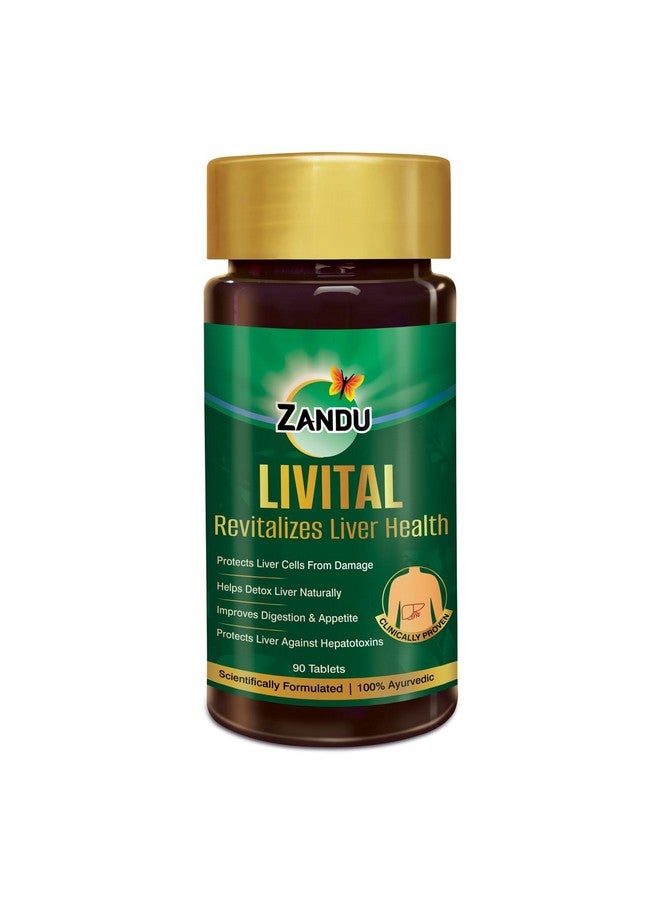 Zandu Livital Liver Tablets - Clinically Proven for Liver Detox & Health Support in 2 Months | 90 Tabs | Ayurvedic Formula with Bhringaraj & Guduchi | 100% Ayurvedic Ingredients - Image 1