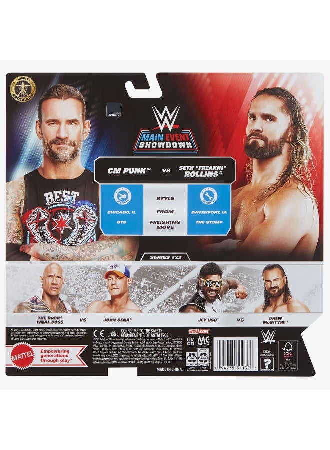 WWE Main Event Showdown CM Punk VS Seth Freakin Rollins 2-Pack JGD64 - Image 5