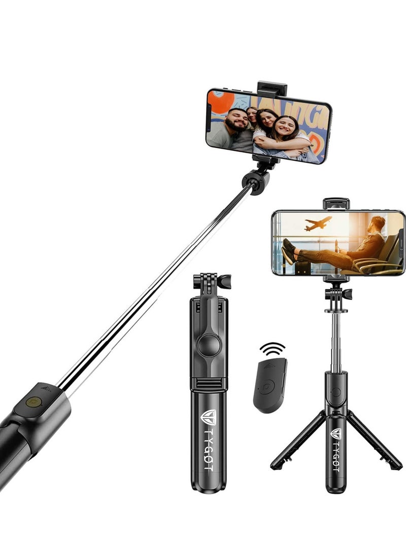 3 in 1 Extendable Selfie Stick Tripod with Detachable Bluetooth Wireless Remote Phone Holder for iPhone 12/Xs/iPhone 8/iPhone 11/11pro, Galaxy S10/S9 Plus/S8/Note8 - Image 1