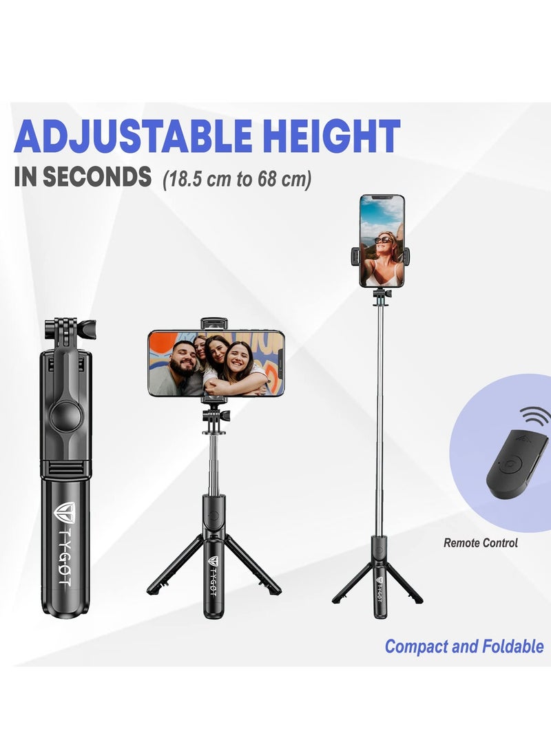 3 in 1 Extendable Selfie Stick Tripod with Detachable Bluetooth Wireless Remote Phone Holder for iPhone 12/Xs/iPhone 8/iPhone 11/11pro, Galaxy S10/S9 Plus/S8/Note8 - Image 2