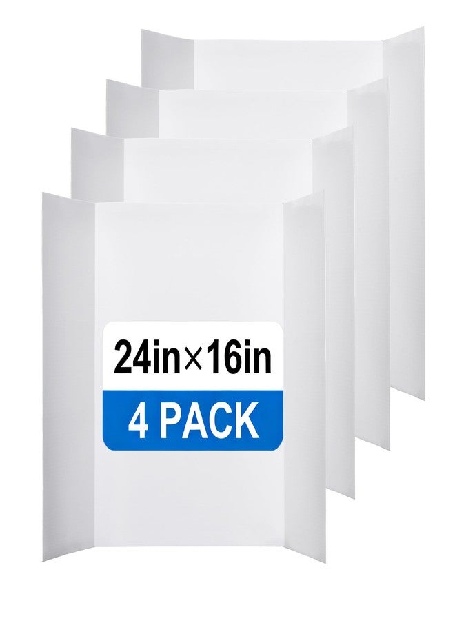 PLOOTA 4Pack Trifold Display Board (24" x16"), White Corrugated Poster Board for School Projects, Science Fairs, Presentations - Image 1