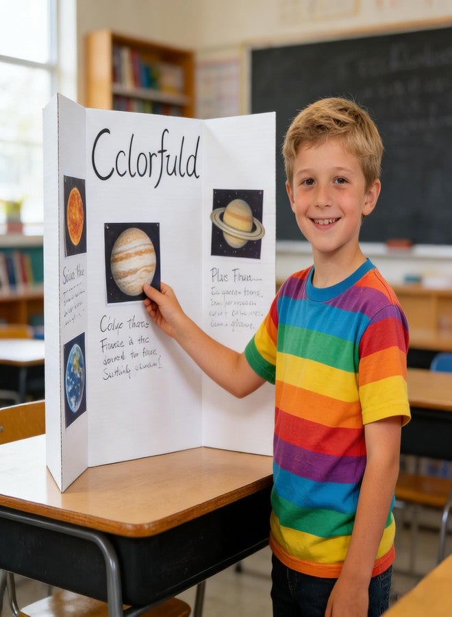 PLOOTA 4Pack Trifold Display Board (24" x16"), White Corrugated Poster Board for School Projects, Science Fairs, Presentations - Image 2