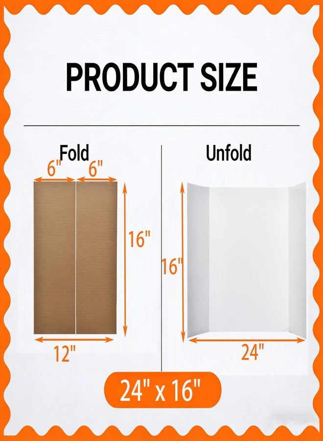PLOOTA 4Pack Trifold Display Board (24" x16"), White Corrugated Poster Board for School Projects, Science Fairs, Presentations - Image 3