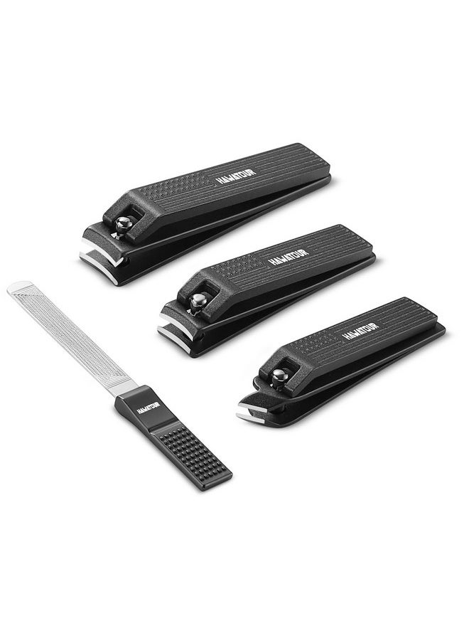 HAWATOUR - Manicure Set Pedicure Kit Heavy Duty Zinc Alloy Stainless Steel Fingernail Clippers Toenail Clippers Nail File With Tin Case Premium Manicure Tools For Nail Care Gray - Image 1