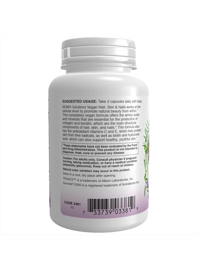 now Solutions, Vegan Hair, Skin & Nails, Nutritional Support with 5,000 mcg Biotin, 90 Veg Capsules  - Image 3