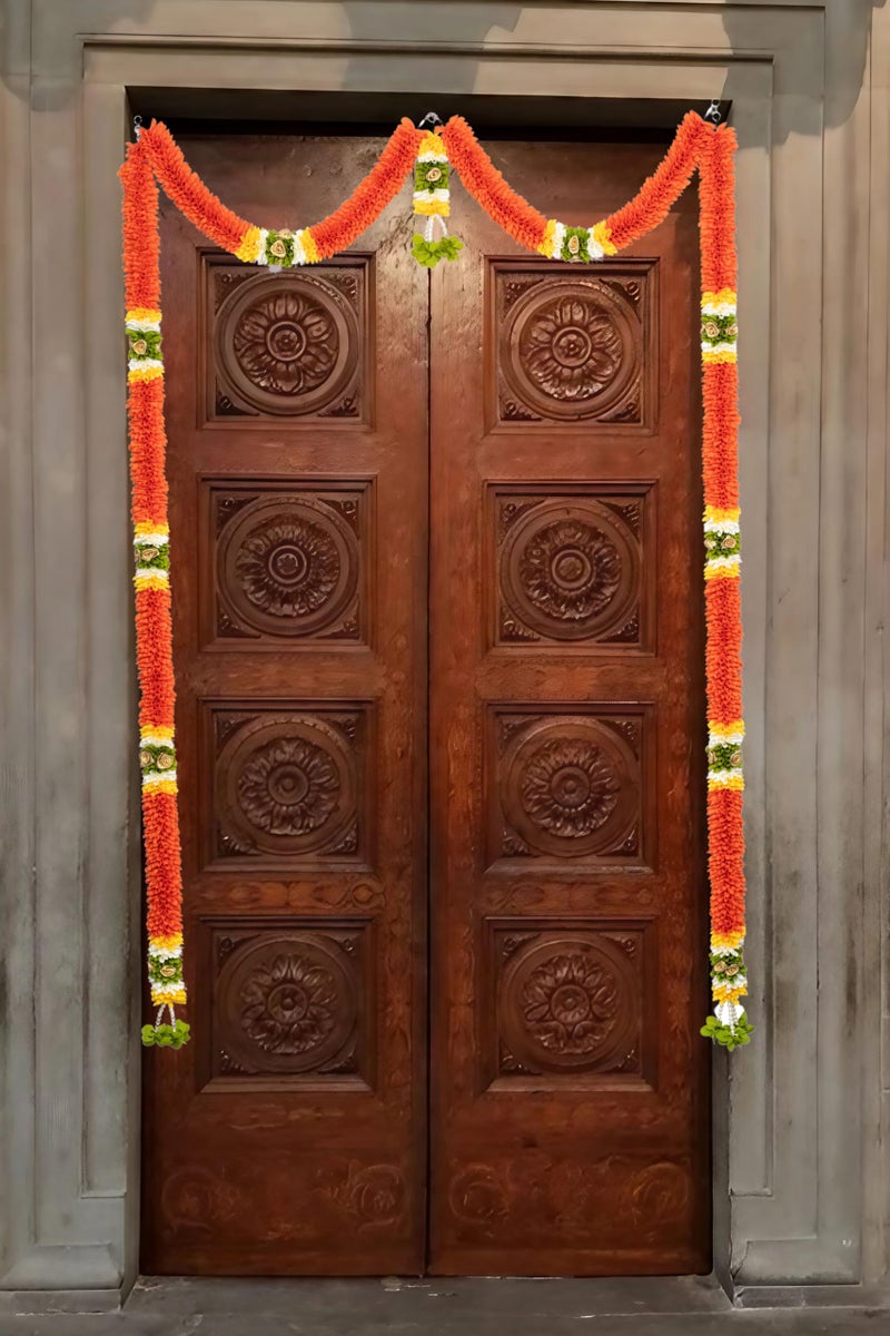 Daedal crafters Mini Thoma Doorway Flower Toran for Main Door Entrance, Reusable Thoran for Mandir & Living Room Décor, Bandarwal for Festival Decoration, Flower Hanging for Home Décor (42x60 inch) - Image 1