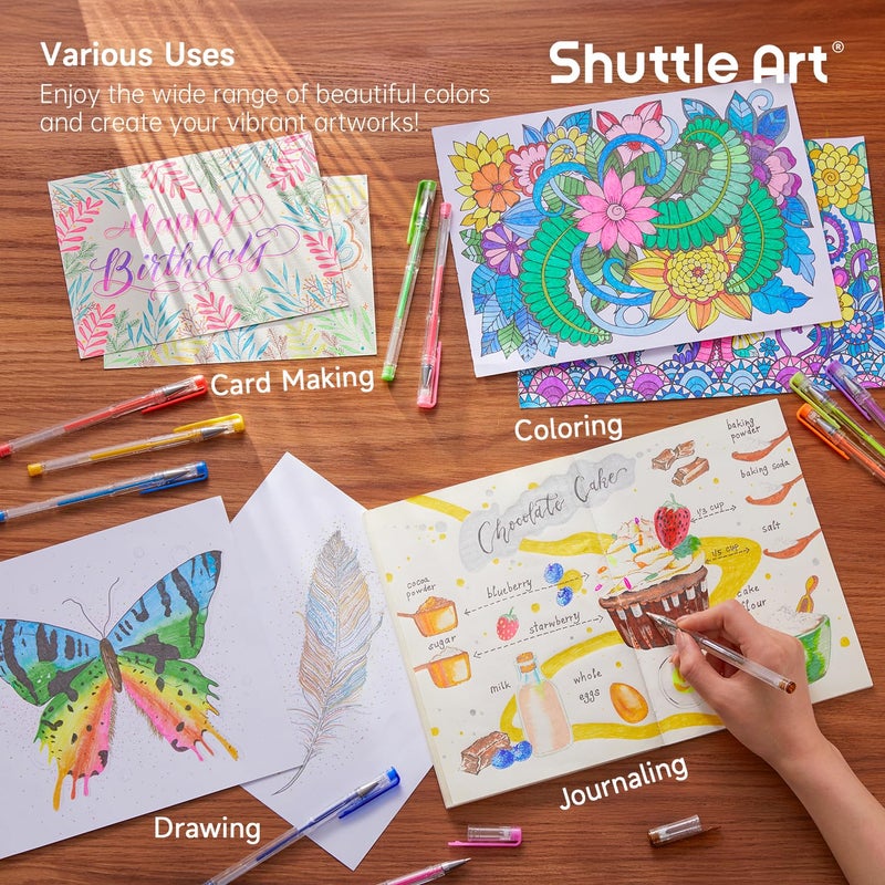 Shuttle Art 80 Pack Glitter Gel Pens, 40 Colors Glitter Gel Pens Set with 40 Refills for Adults Coloring Books Drawing Crafts Scrapbooking Journaling - Image 5